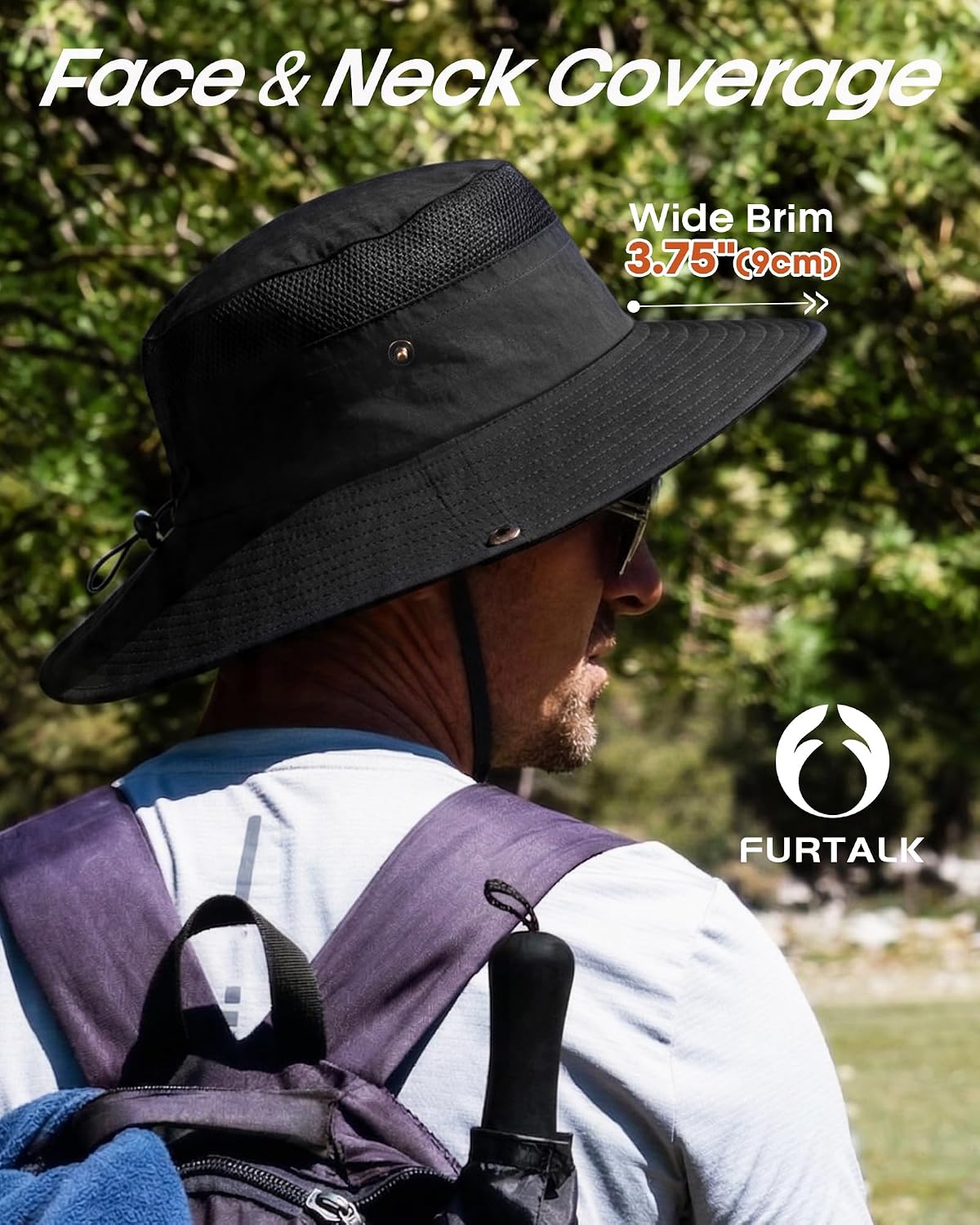 FURTALK Sun Hats for Men Women UPF Sun Protection Breathable Wide Brim | Nylon UV Protection, Breathable Adjustable, 2-in-1 Wide Brim, Packable Water-Resistant, Fishing Hiking Summer