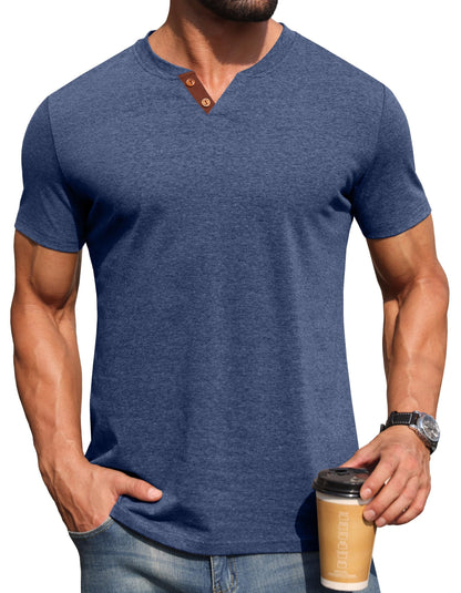 Sailwind Mens Henley Lightweight Shirts Short Sleeve Casual Cotton Button T-Shirts Summer Basic Tee