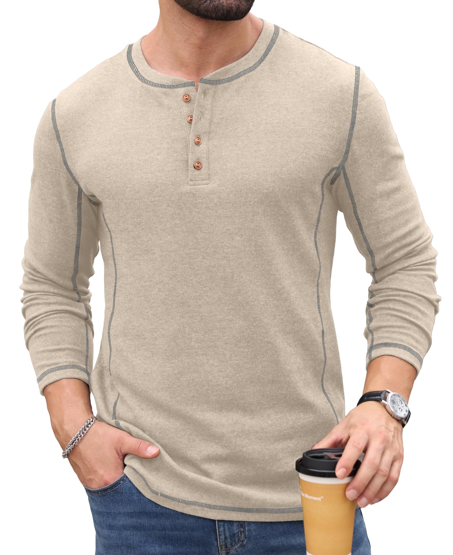 Sailwind Men's Henley Shirts Long Sleeve Button T-Shirt Casual Stylish Pullover Shirt