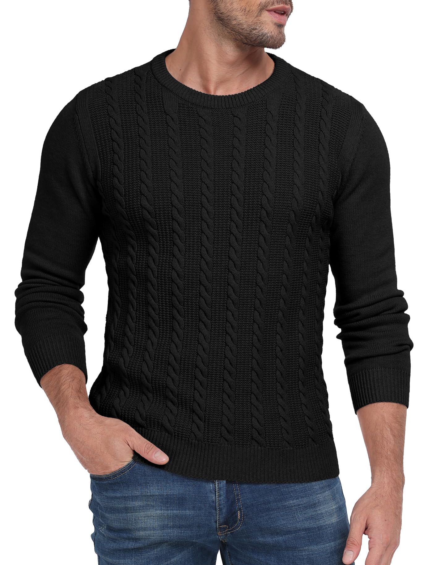Sailwind Men's Crewneck Pullover Sweater Casual Knitted Twist Sweaters