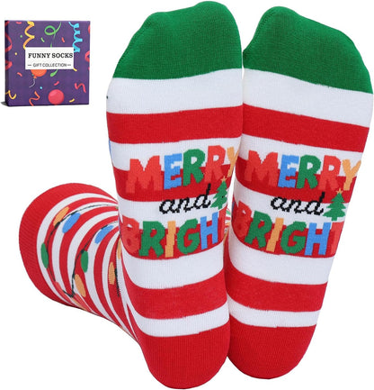 YEXIPO Funny Christmas Socks For Men Women Crew Socks Unisex Novelty Socks