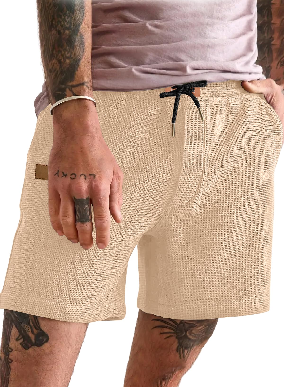 JMIERR Men's Casual 5"/ 7" Shorts Waffle Elastic Waist Drawstring Workout Running Jogging Beach Sweat Shorts with Pockets