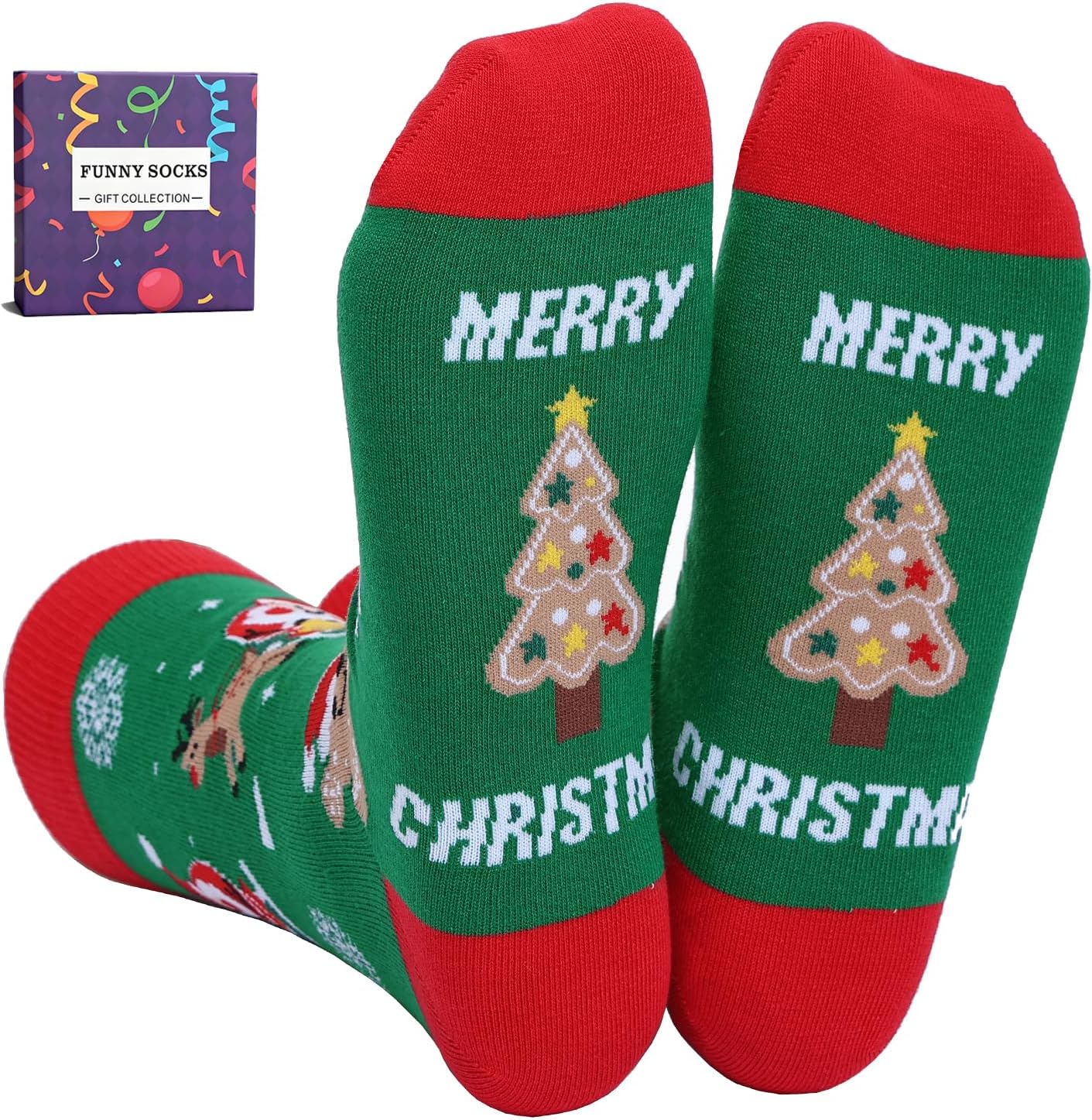 YEXIPO Funny Christmas Socks For Men Women Crew Socks Unisex Novelty Socks