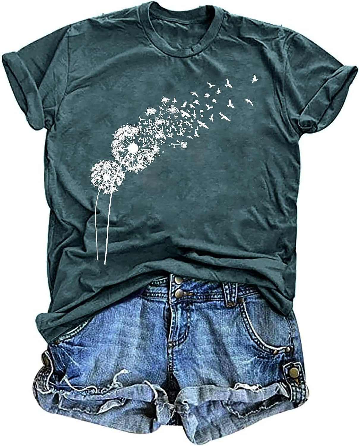 Women's Vintage Floral T Shirt Boho Wildflower Graphic Loose Tees Short Sleeve Casual Tops