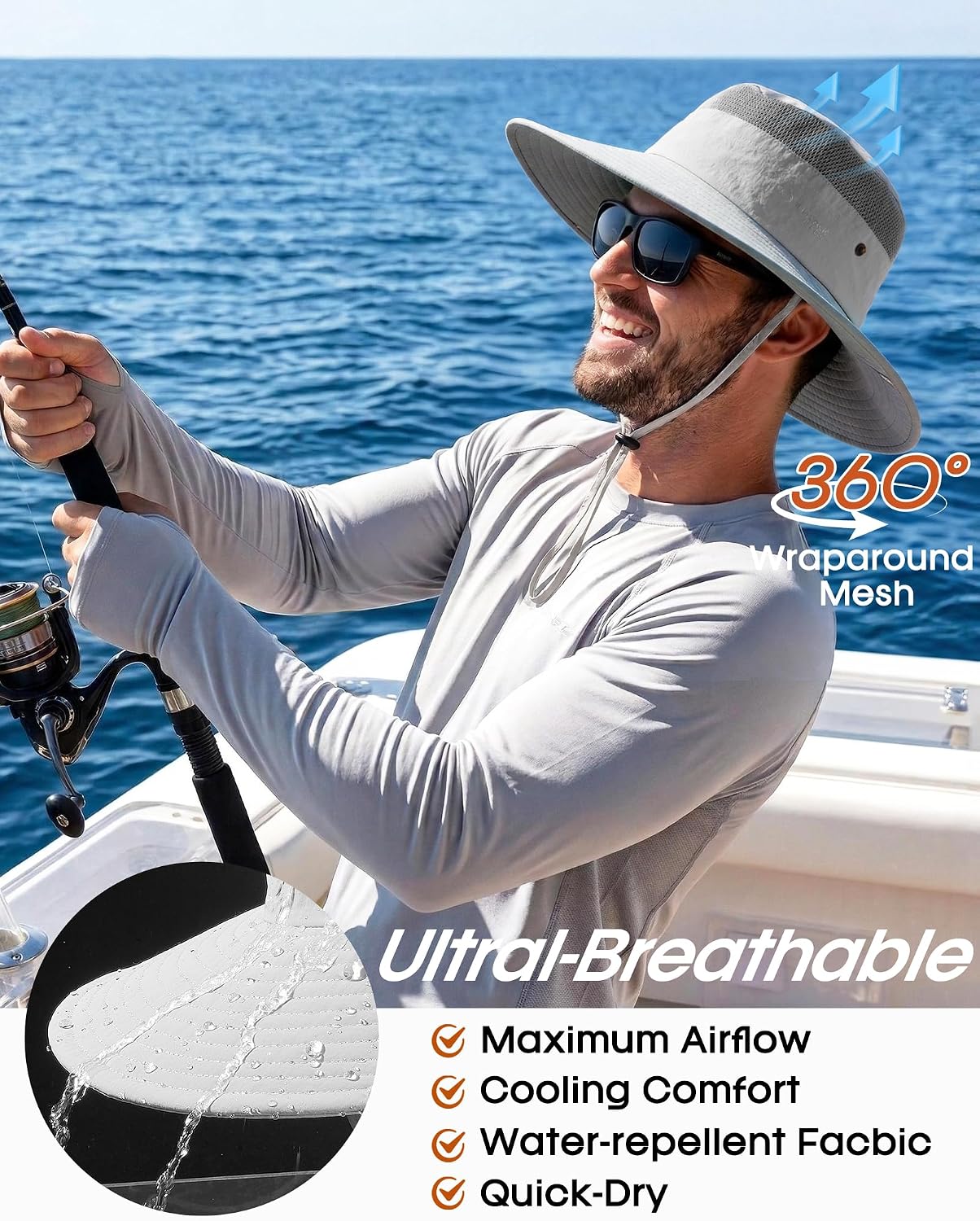 FURTALK Sun Hats for Men Women UPF Sun Protection Breathable Wide Brim | Nylon UV Protection, Breathable Adjustable, 2-in-1 Wide Brim, Packable Water-Resistant, Fishing Hiking Summer