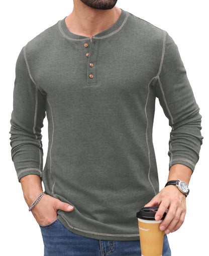 Sailwind Men's Henley Shirts Long Sleeve Button T-Shirt Casual Stylish Pullover Shirt