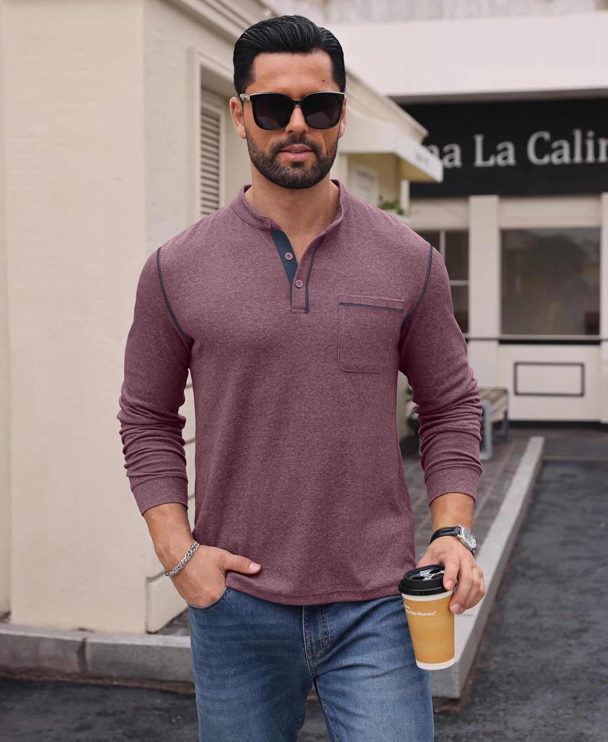 Sailwind Men's Henley Shirts Long Sleeve Button T-Shirt Casual Stylish Pullover Shirt with Pocket
