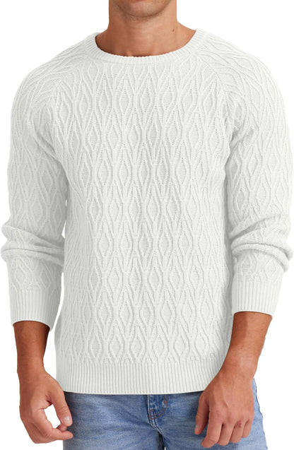 Sailwind Men's Cable Knit Sweater Casual Crewneck Long-Sleeve Knitted Pullover