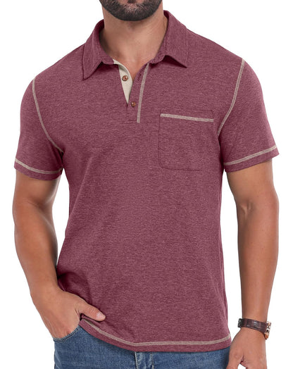 Sailwind Men's Short Sleeve Polo Shirts Casual Summer Classic Collared Golf Shirt with Pocket