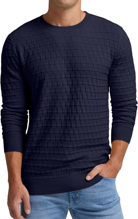 Sailwind Men's Crewneck Cable Knit Sweater Casual Textured Long-Sleeve Pullover Shirts