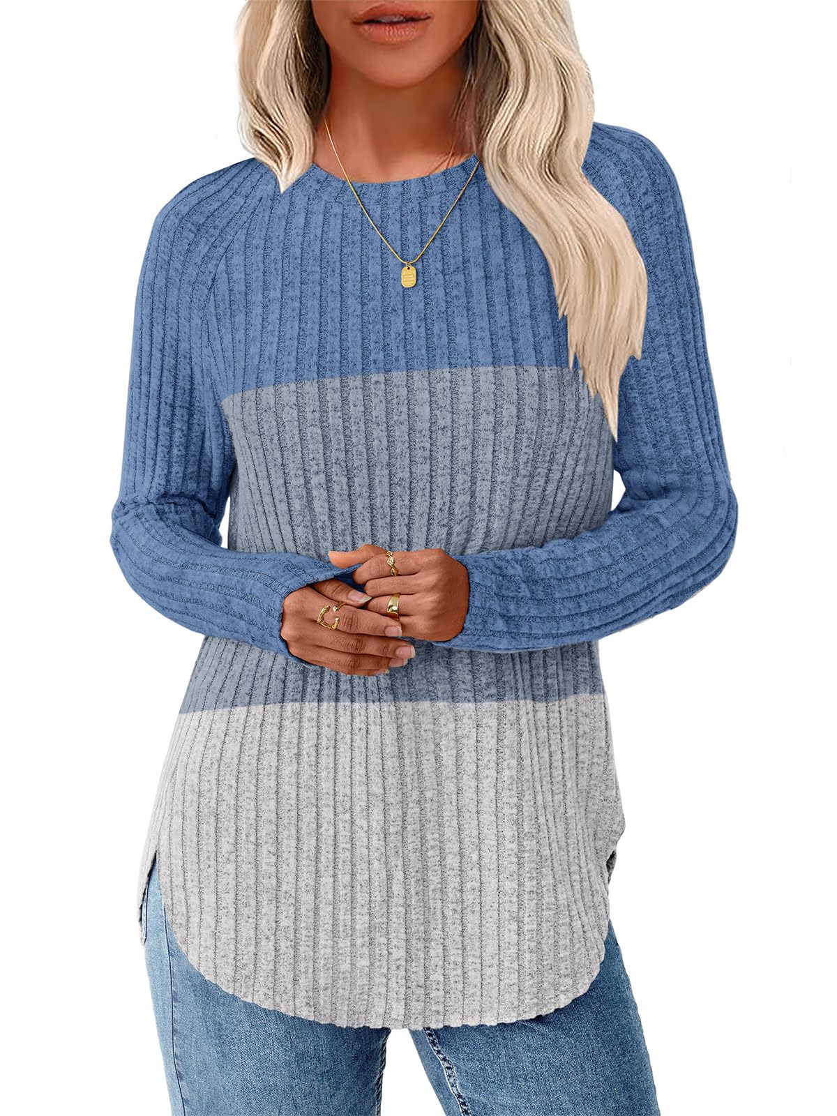 NORACORA Long Sleeve Shirts for Women Crew Neck Tunic Tops Loose Fit Lightweight Pullover Sweaters Trendy 2025