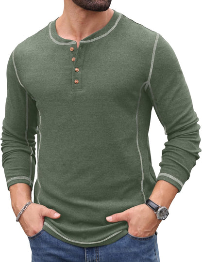 Sailwind Men's Henley Shirts Long Sleeve Button T-Shirt Casual Stylish Pullover Shirt