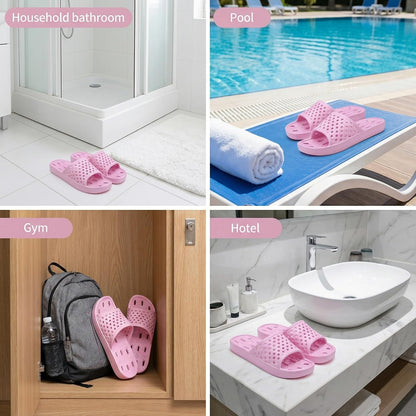 Shower Shoes for Men and Women,Non-Slip Quick-Dry Bath Slippers with Drain Holes,Lightweight Pool, Gym, Bathroom & College Dorm Sandals