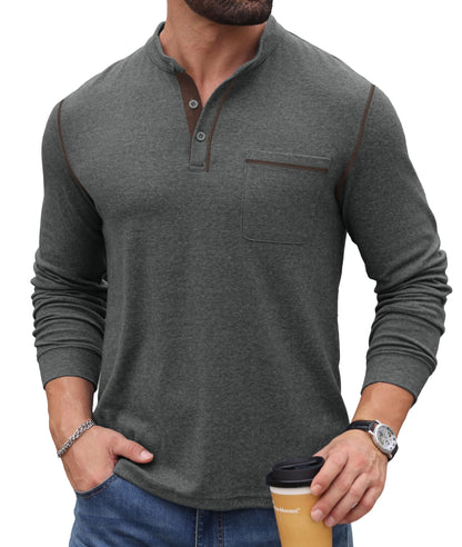 Sailwind Men's Henley Shirts Long Sleeve Button T-Shirt Casual Stylish Pullover Shirt with Pocket