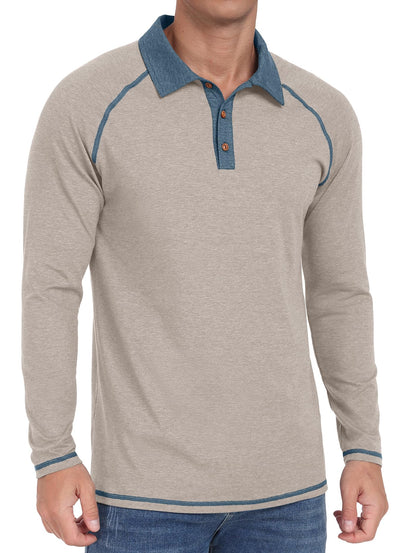 Sailwind Mens Long Sleeve Polo Shirts Cotton Fashion Casual Raglan Golf Shirts
