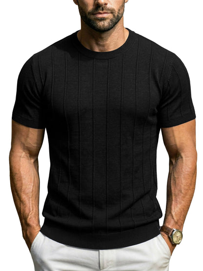 Sailwind Mens Knit Sweater Shirts Short Sleeve Casual Ribbed Pullover T-Shirts