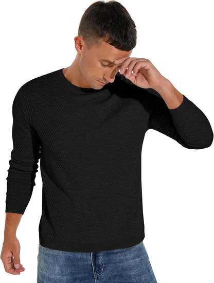Sailwind Men's Crewneck Lightweight Wool Structured Sweater Casual Knit Pullover