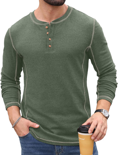 Sailwind Men's Henley Shirts Long Sleeve Button T-Shirt Casual Stylish Pullover Shirt