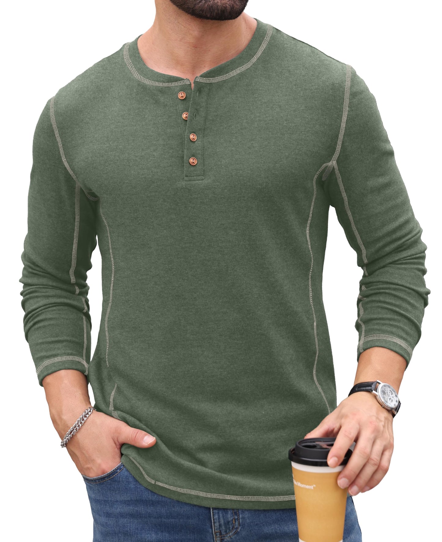 Sailwind Men's Henley Shirts Long Sleeve Button T-Shirt Casual Stylish Pullover Shirt