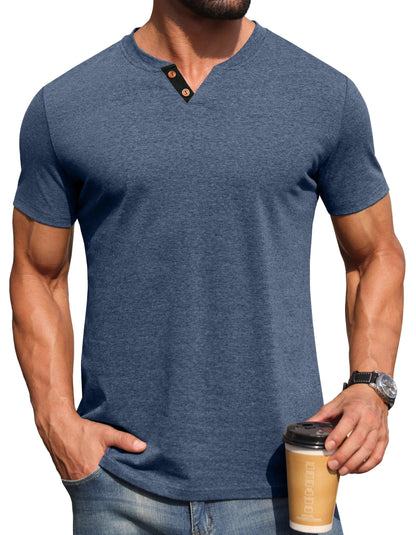 Sailwind Mens Henley Lightweight Shirts Short Sleeve Casual Cotton Button T-Shirts Summer Basic Tee
