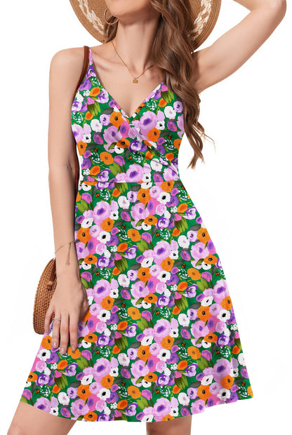 WEACZZY Women's 2026 Summer Dresses V Neck Spaghetti Strap Sundress Casual Beach Flowy Mini Dress with Pockets