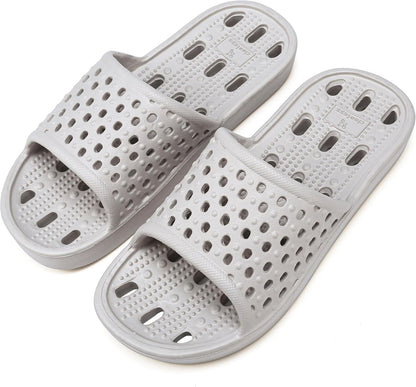 Shower Shoes for Men and Women,Non-Slip Quick-Dry Bath Slippers with Drain Holes,Lightweight Pool, Gym, Bathroom & College Dorm Sandals