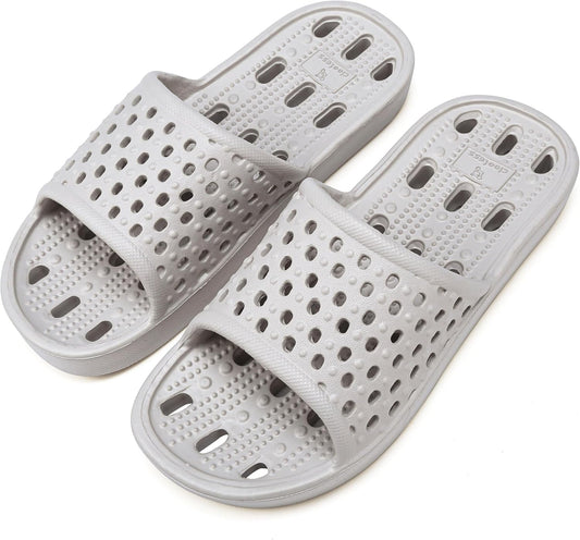 Shower Shoes for Men and Women,Non-Slip Quick-Dry Bath Slippers with Drain Holes,Lightweight Pool, Gym, Bathroom & College Dorm Sandals