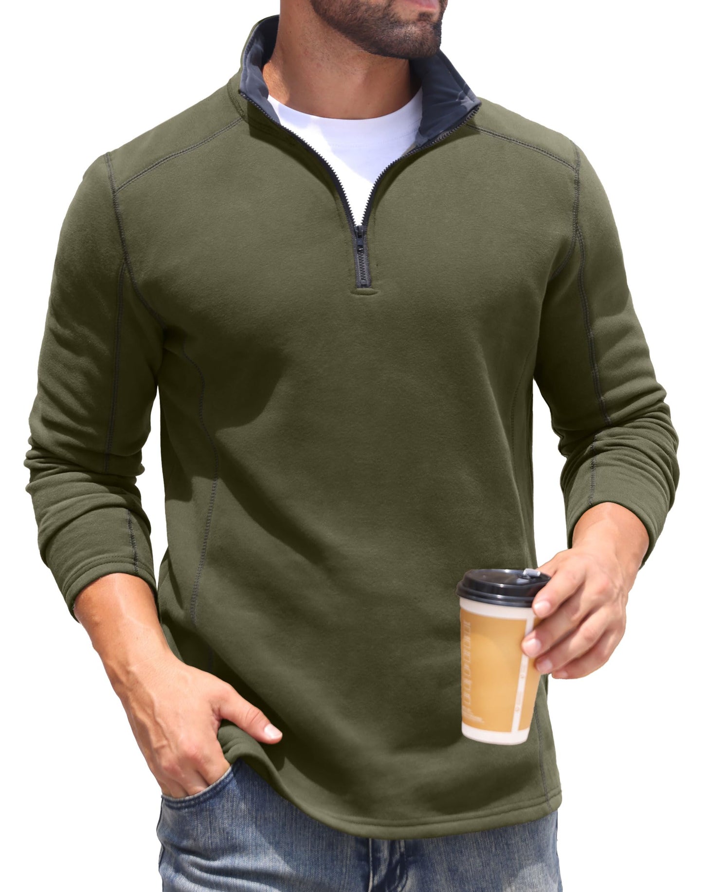 Sailwind Mens Quarter Zip Sweatshirt Fleece Long Sleeve Pullover Casual Mock Neck Polo Sweater