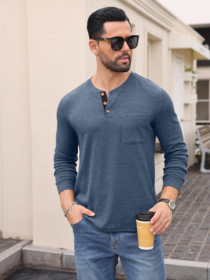 Sailwind Men's Henley Shirts Long Sleeve Button T-Shirt Casual Fashion Pullover Shirt with Pocket