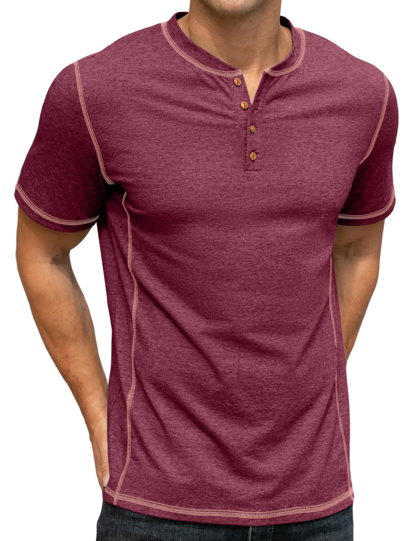 Sailwind Mens Henley Shirts Casual Lightweight Summer T-Shirt Cotton Maverick Short Sleeve