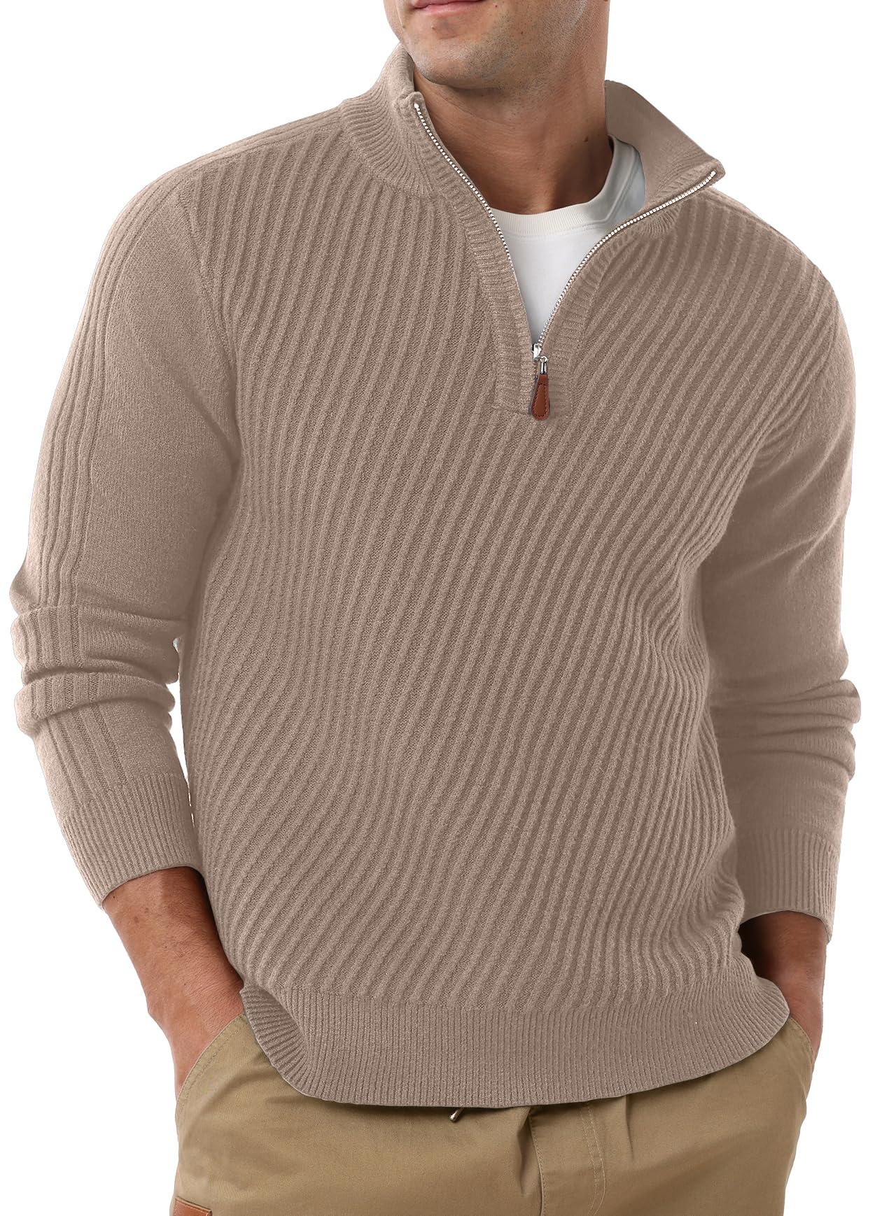 Sailwind Men's Quarter Zip Up Pullover Knit Texture Sweater Casual Long Sleeve Sweaters