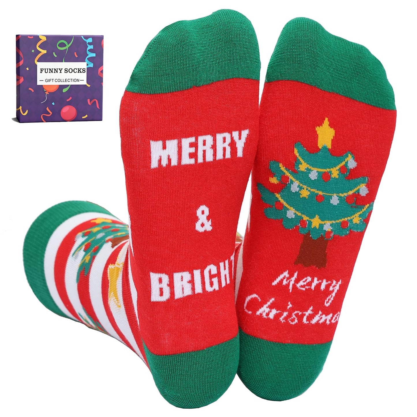 YEXIPO Funny Christmas Socks For Men Women Crew Socks Unisex Novelty Socks