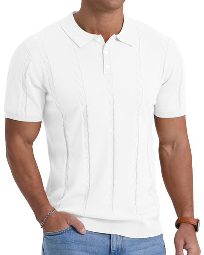 Sailwind Mens Knit Polo Shirts Short Sleeve Ribbed Textured Polo Shirt Casual Golf Shirts Collared T Shirt
