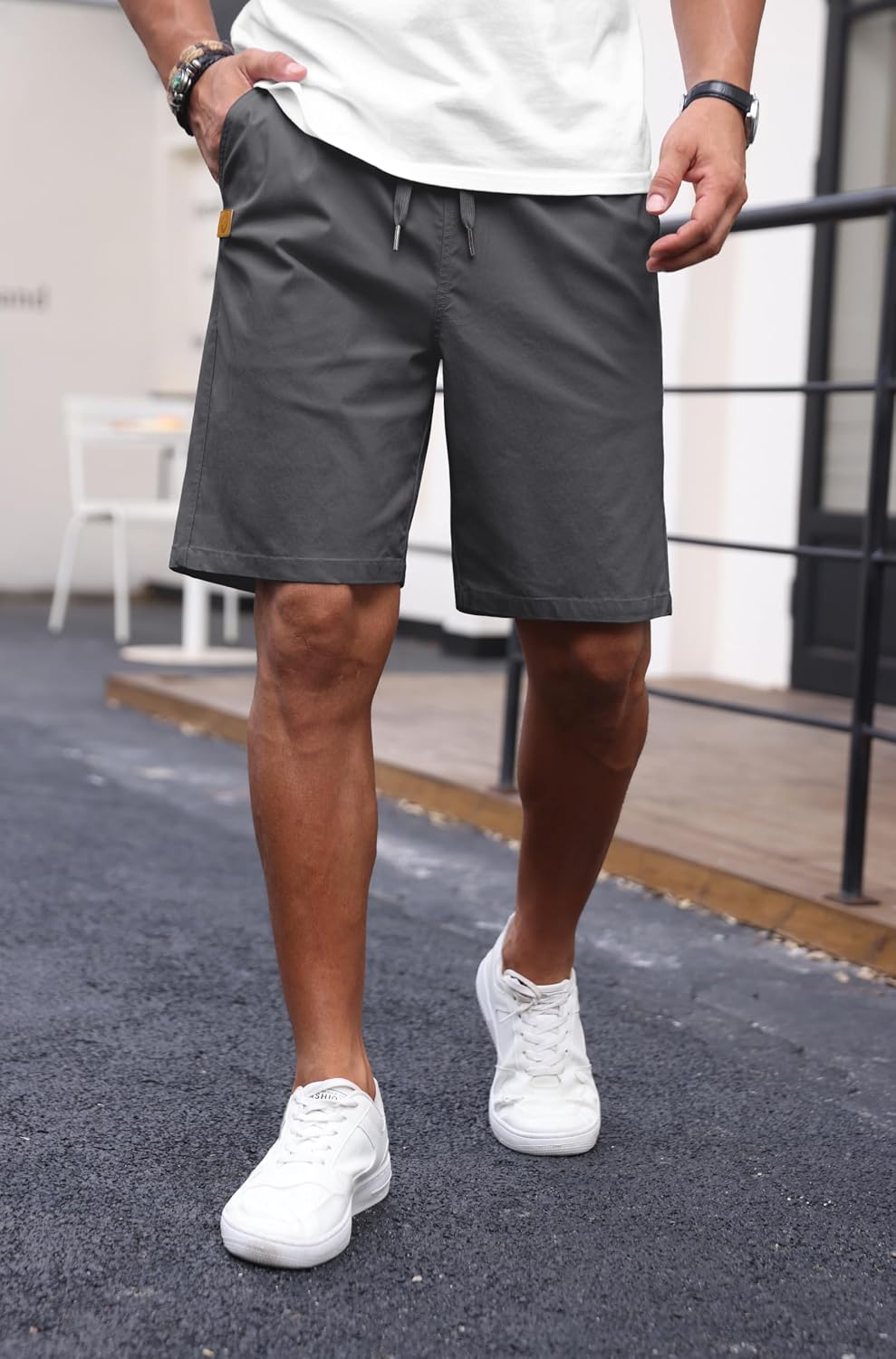 Sailwind Men's Casual 7" Shorts Elastic Waist Drawstring Summer Twill Golf Short