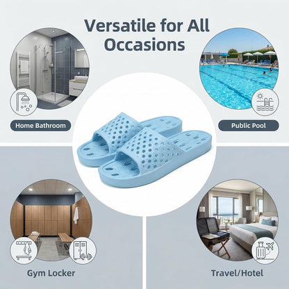 Shower Shoes for Men and Women,Non-Slip Quick-Dry Bath Slippers with Drain Holes,Lightweight Pool, Gym, Bathroom & College Dorm Sandals