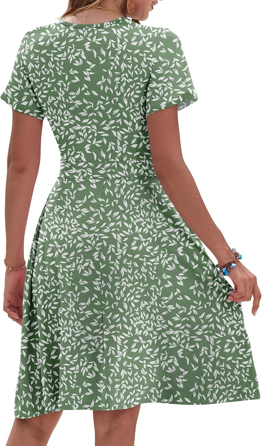 AUSELILY Womens Summer Dresses 2026 Short Sleeve V Neck Floral Sundress with Pockets