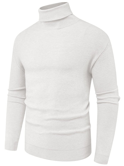 Sailwind Men's Ribbed Knitted Wool Casual Pullover Turtleneck Sweater