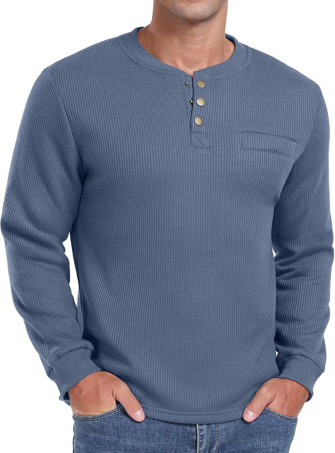 Sailwind Men's Henley Shirt Fleece Lined Long Sleeve Heavyweight Thermal Layer Pullover