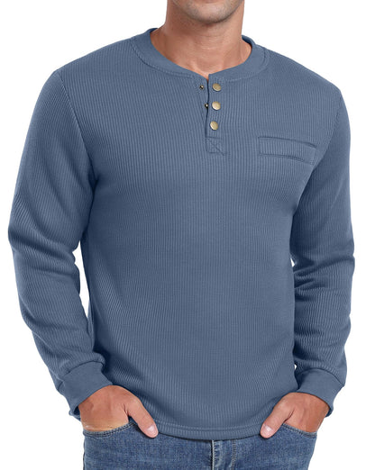 Sailwind Men's Henley Shirt Fleece Lined Long Sleeve Heavyweight Thermal Layer Pullover