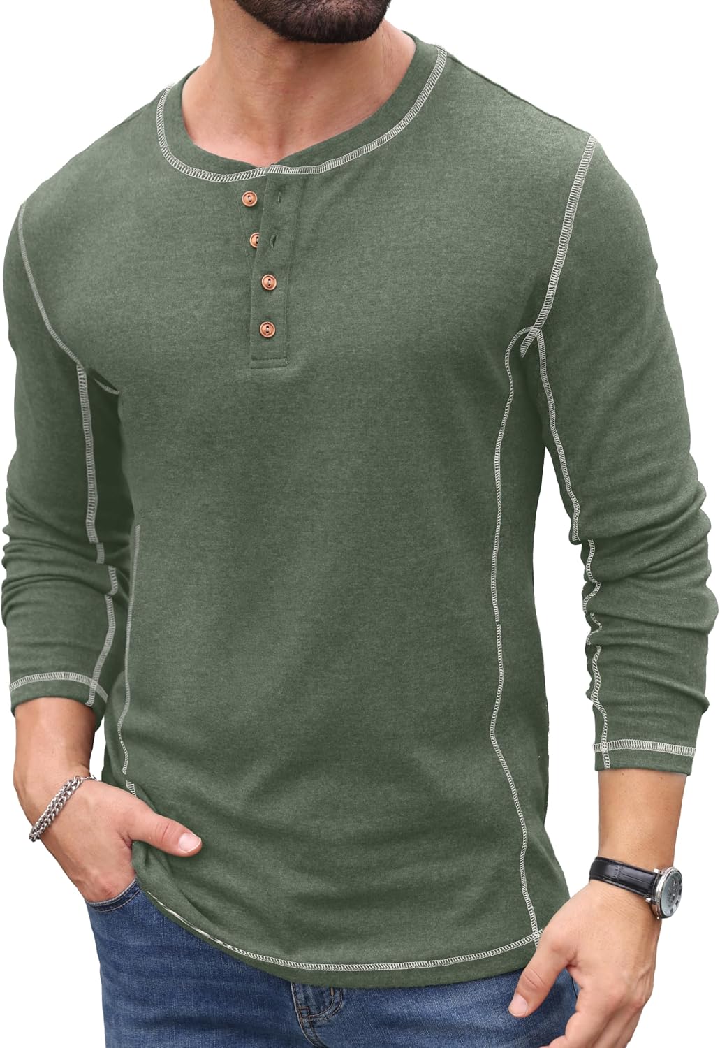 Sailwind Men's Henley Shirts Long Sleeve Button T-Shirt Casual Stylish Pullover Shirt