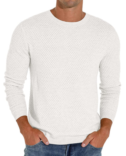 Sailwind Men's Crewneck Lightweight Wool Structured Sweater Casual Knit Pullover