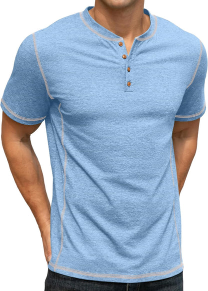 Sailwind Mens Henley Shirts Casual Lightweight Summer T-Shirt Cotton Maverick Short Sleeve