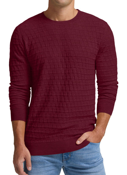 Sailwind Men's Crewneck Cable Knit Sweater Casual Textured Long-Sleeve Pullover Shirts