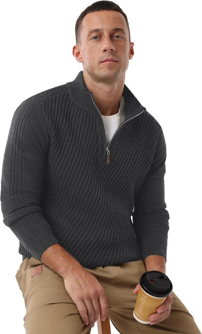 Sailwind Men's Quarter Zip Up Pullover Knit Texture Sweater Casual Long Sleeve Sweaters
