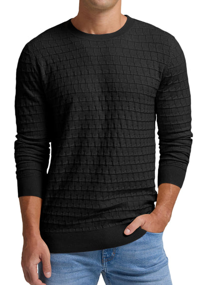 Sailwind Men's Crewneck Cable Knit Sweater Casual Textured Long-Sleeve Pullover Shirts