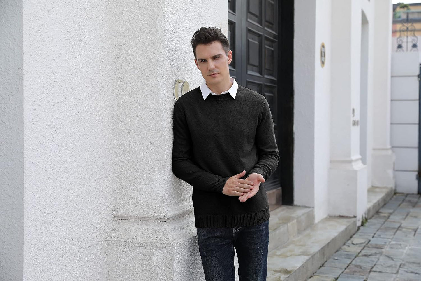 Sailwind Men's Crewneck Sweater Soft Casual Sweaters for Men Classic Pullover Sweaters with Ribbing Edge