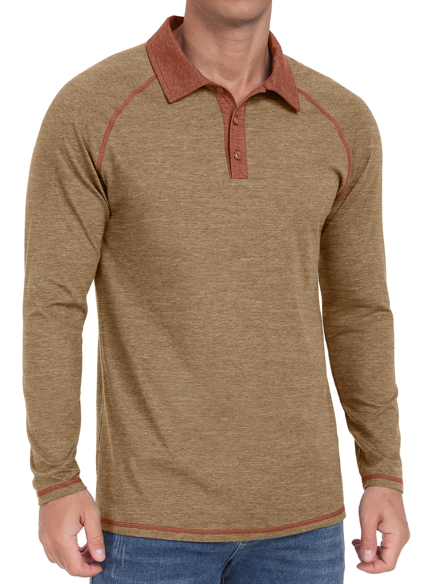 Sailwind Mens Long Sleeve Polo Shirts Cotton Fashion Casual Raglan Golf Shirts