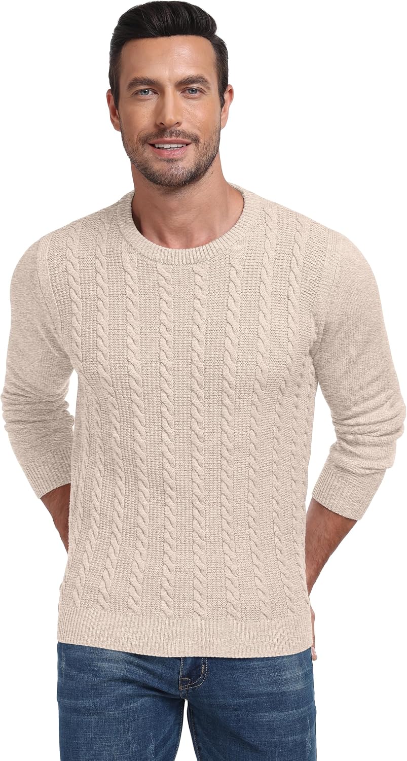 Sailwind Men's Crewneck Pullover Sweater Casual Knitted Twist Sweaters