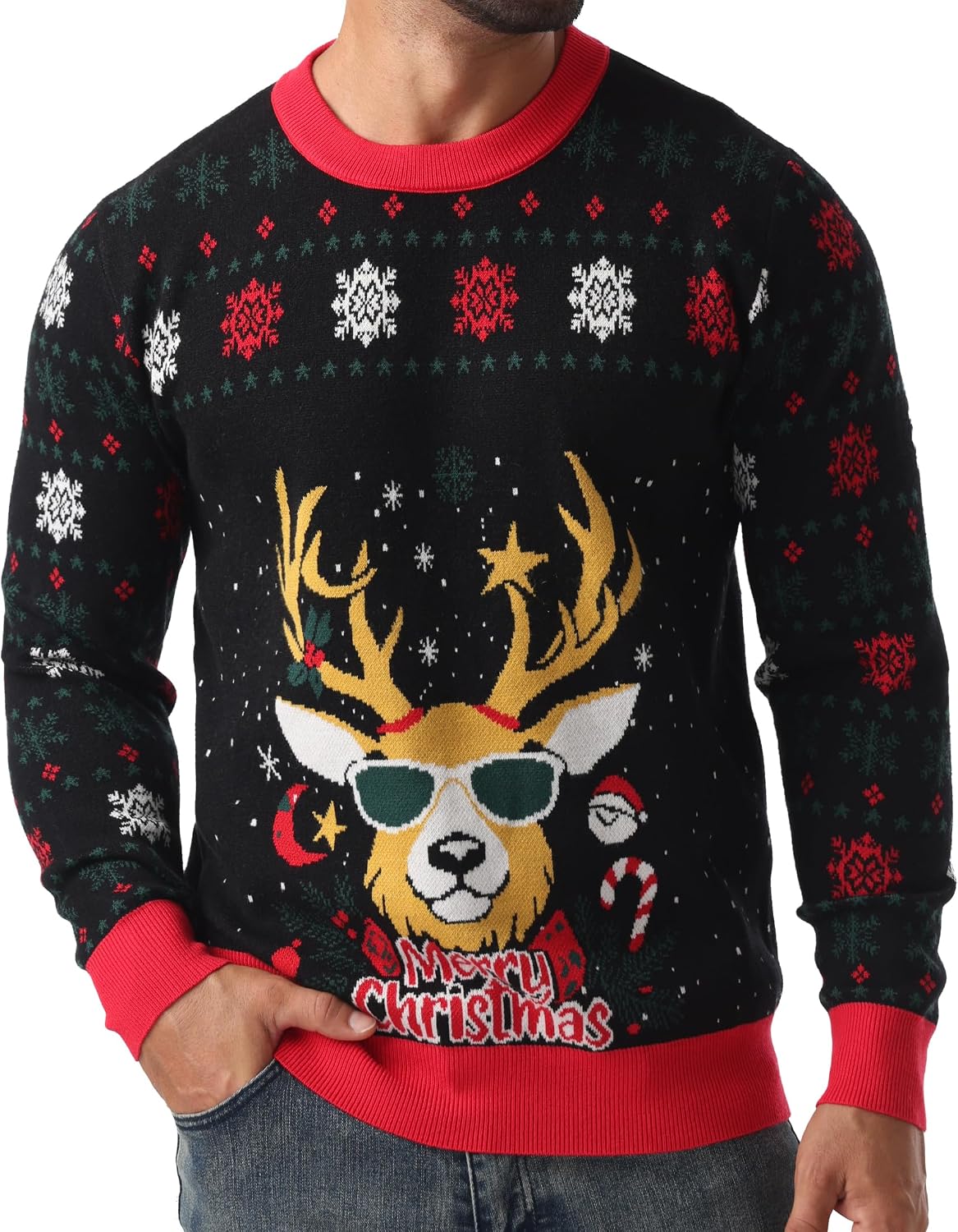 Sailwind Men's Christmas Sweater Ugly Knitted Xmas Sweaters Casual Funny Pullover Knitwear
