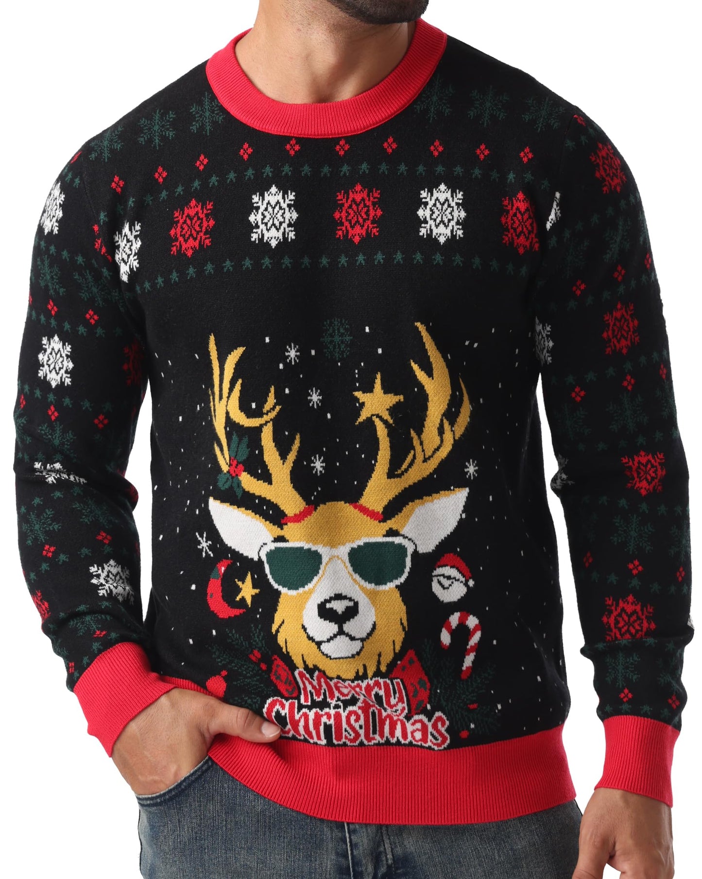 Sailwind Men's Christmas Sweater Ugly Knitted Xmas Sweaters Casual Funny Pullover Knitwear